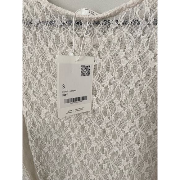 New Oak+Fort Sheer Lace Short Sleeve Midi Dress Size Small - Picture 5 of 5